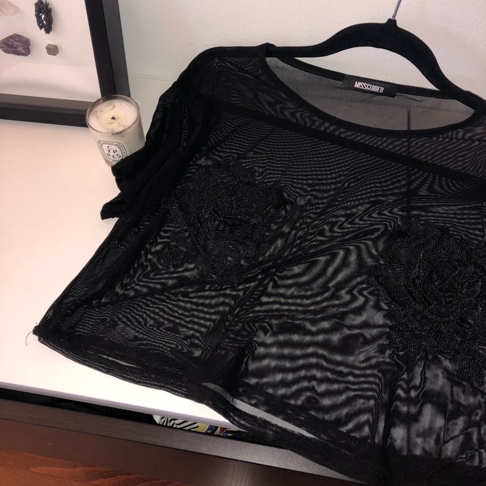 Sheer Appliqué Crop Top